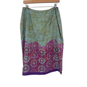 Harolds Womens  Silk Skirt Size 12 Lined midi Geometric Floral Design size 12